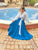 azure silk skirt set