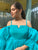 teal blue organza dress