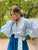 azure silk skirt set
