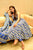 blue and grey linear cotton suit set