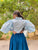 azure silk skirt set