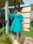 teal blue organza dress