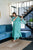 turqoiuse blue embroidered suit set