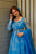 blue marble printed organza suit set